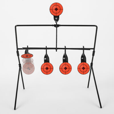 The AirForceOne Portable Airgun Spinner Target is resettable from the firing point without any draw string